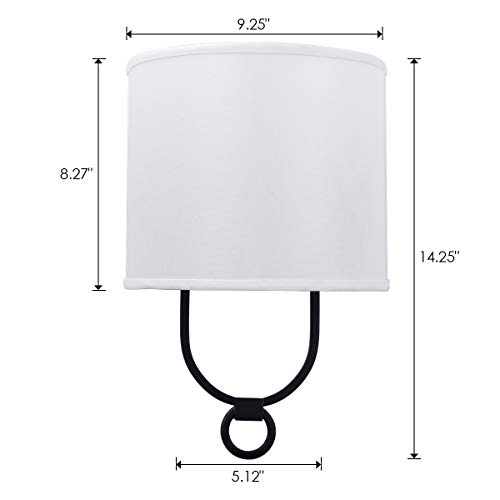 VILUXY Modern Wall Sconces Bedside Wall Sconce Lighting Fixture with White Fabric Shade for Bedroom, Hallway, Entryway, Passway, Bathroom, Vanity 2 Pack
