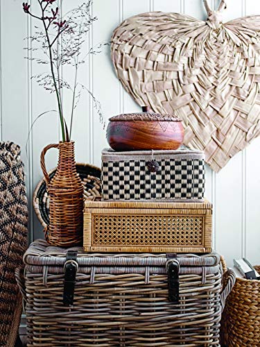 Creative Co-Op Cane and Rattan Display Boxes with Glass Lid, Set of 2