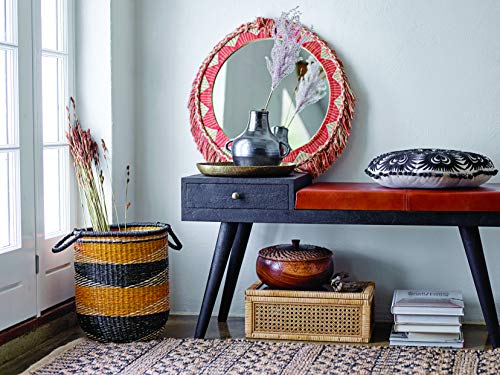 Creative Co-Op Cane and Rattan Display Boxes with Glass Lid, Set of 2