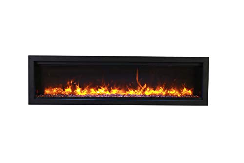 Amantii SYM-50-BESPOKE Symmetry Series Bespoke 50-Inch Built-in Electric Fireplace with Remote, Ember Media, Black Steel Surround