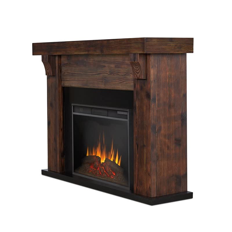 Real Flame Gunnison Grand Electric Fireplace with Remote Control - Realistic Infrared Fireplace - Traditional Brown Wood Indoor Fireplace (8700E-CHBW)