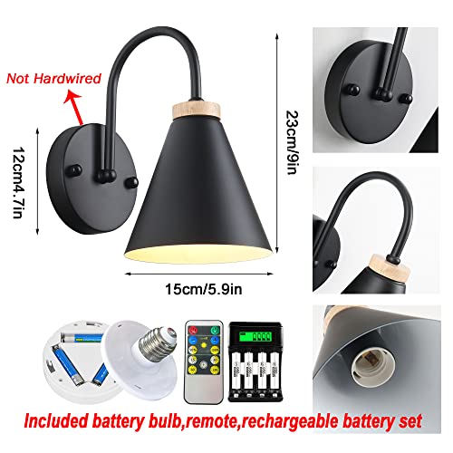 civaza Modern Style Battery Operated Wall Sconces Set of 2, Battery Run Remote Control Non Hardwired Classic Wall Sconce Fixture Wall Decor for Indoor, Restaurants, Loft, Staircase. Easy to Install.