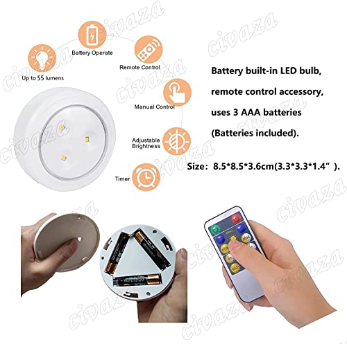 civaza Modern Style Battery Operated Wall Sconces Set of 2, Battery Run Remote Control Non Hardwired Classic Wall Sconce Fixture Wall Decor for Indoor, Restaurants, Loft, Staircase. Easy to Install.