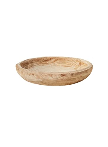 Serene Spaces Living Small Round Decorative Paulownia Wood Tray, Rustic Home Decor Accessories for Coffee Table, Living Room, Wedding Centerpiece, Decorator Tray, Tray, Measures 13" Diameter & 3" Tall
