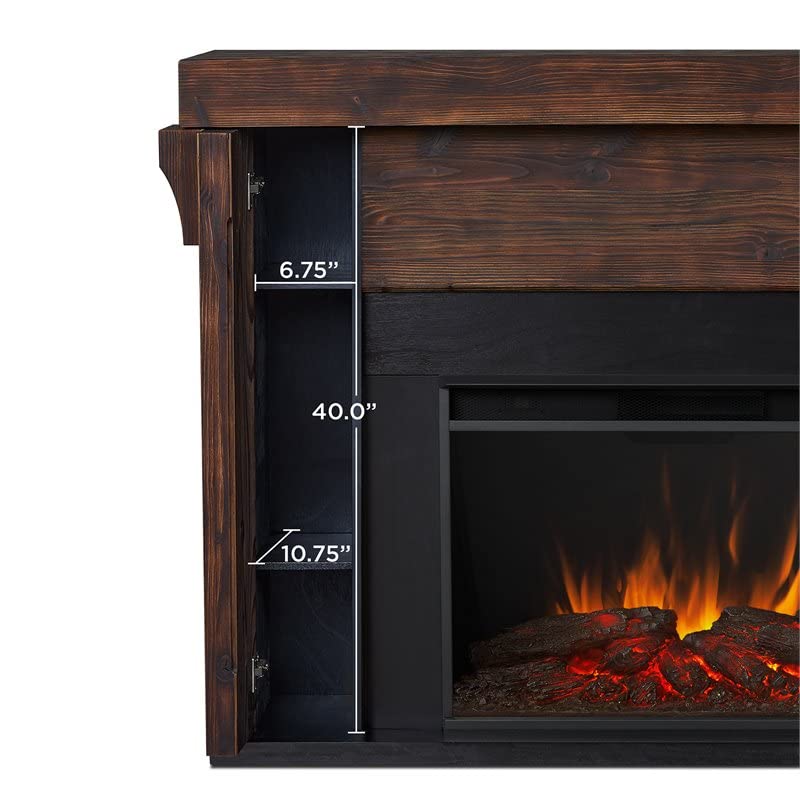 Real Flame Gunnison Grand Electric Fireplace with Remote Control - Realistic Infrared Fireplace - Traditional Brown Wood Indoor Fireplace (8700E-CHBW)