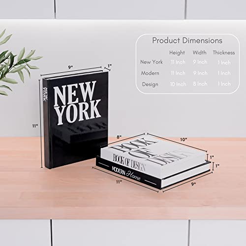 Set of 3 Decorative Hardcover Books for Décor