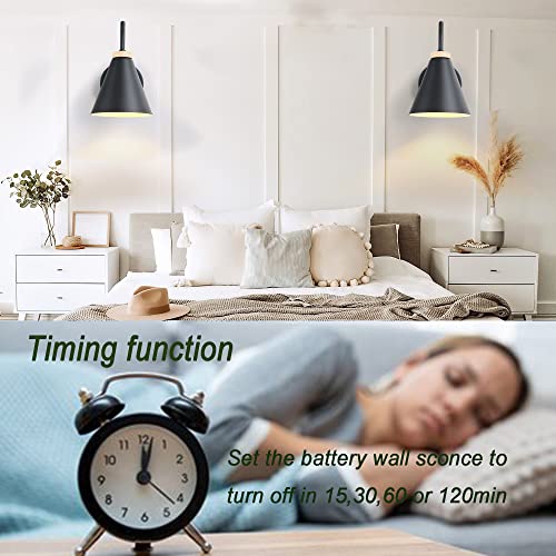 civaza Modern Style Battery Operated Wall Sconces Set of 2, Battery Run Remote Control Non Hardwired Classic Wall Sconce Fixture Wall Decor for Indoor, Restaurants, Loft, Staircase. Easy to Install.