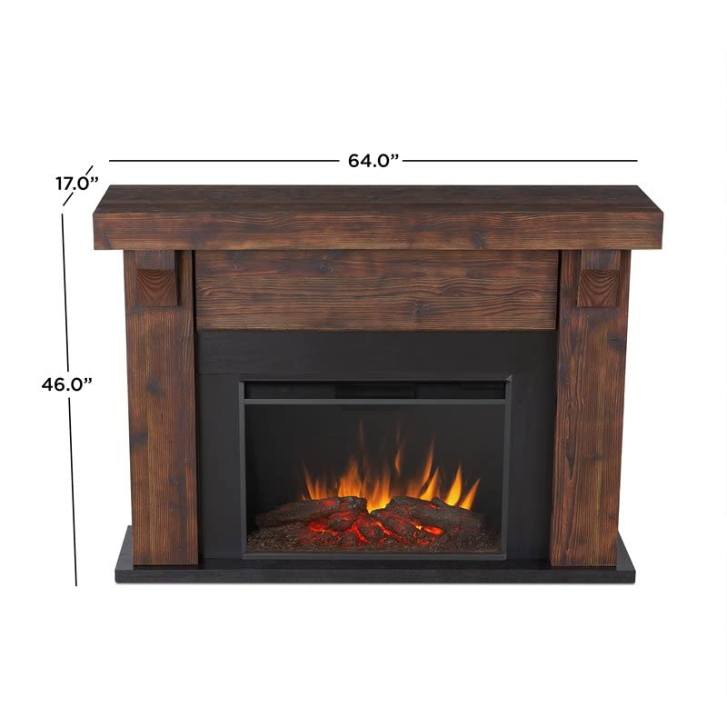 Real Flame Gunnison Grand Electric Fireplace with Remote Control - Realistic Infrared Fireplace - Traditional Brown Wood Indoor Fireplace (8700E-CHBW)
