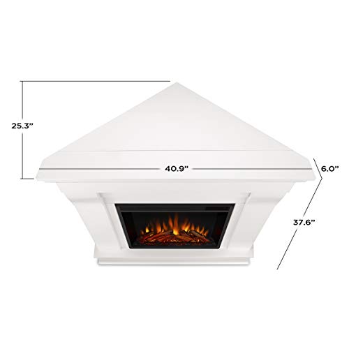Real Flame 5950E Chateau Corner Electric Fireplace, Small, White