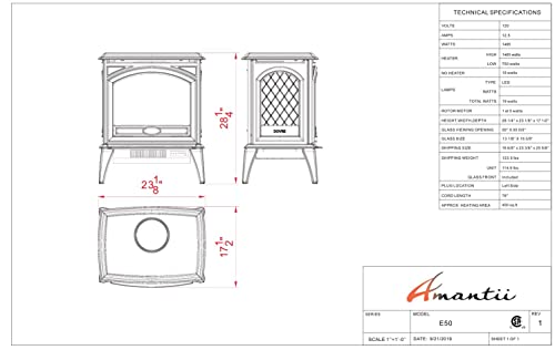 E-50 Cast Iron Freestand Indoor Electric Fireplace