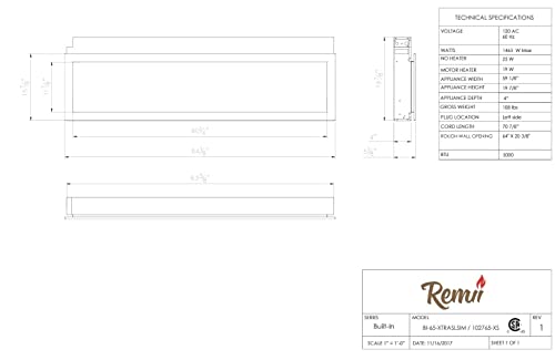 Remii 65" Extra Slim Indoor or Outdoor Electric Fireplace
