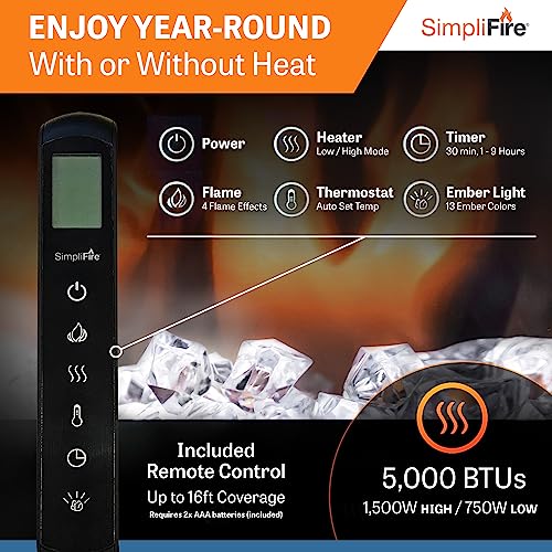 SIMPLIFIRE Allusion Platinum 60" Linear Electric Fireplace - Black, SF-ALLP60-BK