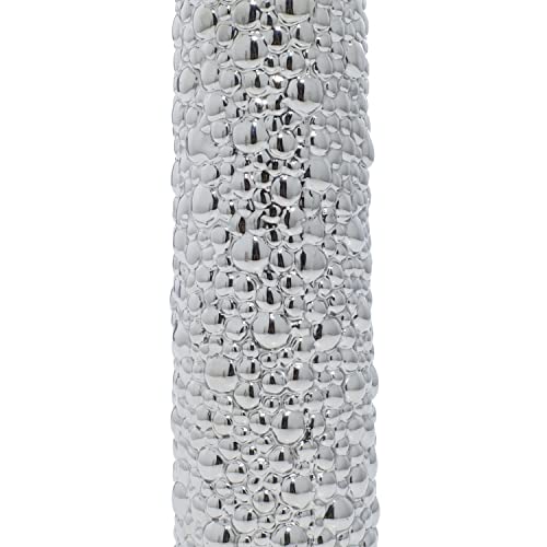 Deco 79 Ceramic Vase with Varying Patterns, Set of 3 12"H, 3"W, Silver