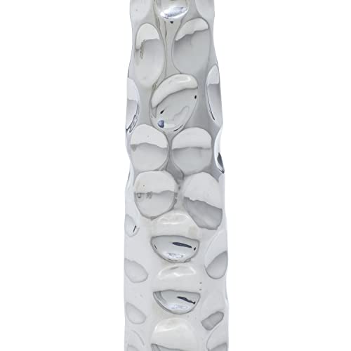 Deco 79 Ceramic Vase with Varying Patterns, Set of 3 12"H, 3"W, Silver