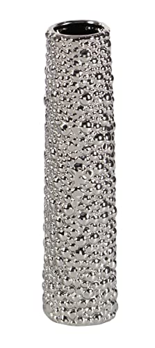 Deco 79 Ceramic Vase with Varying Patterns, Set of 3 12"H, 3"W, Silver
