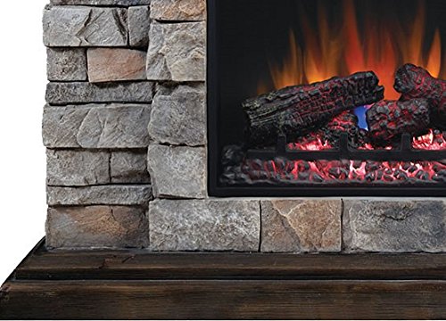 Classic Flame Pioneer Stone Electric Fireplace Mantel Package, Brushed Dark Pine - 18WM10400-I601