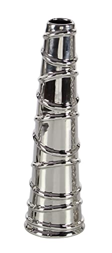 Deco 79 Ceramic Vase with Varying Patterns, Set of 3 12"H, 3"W, Silver