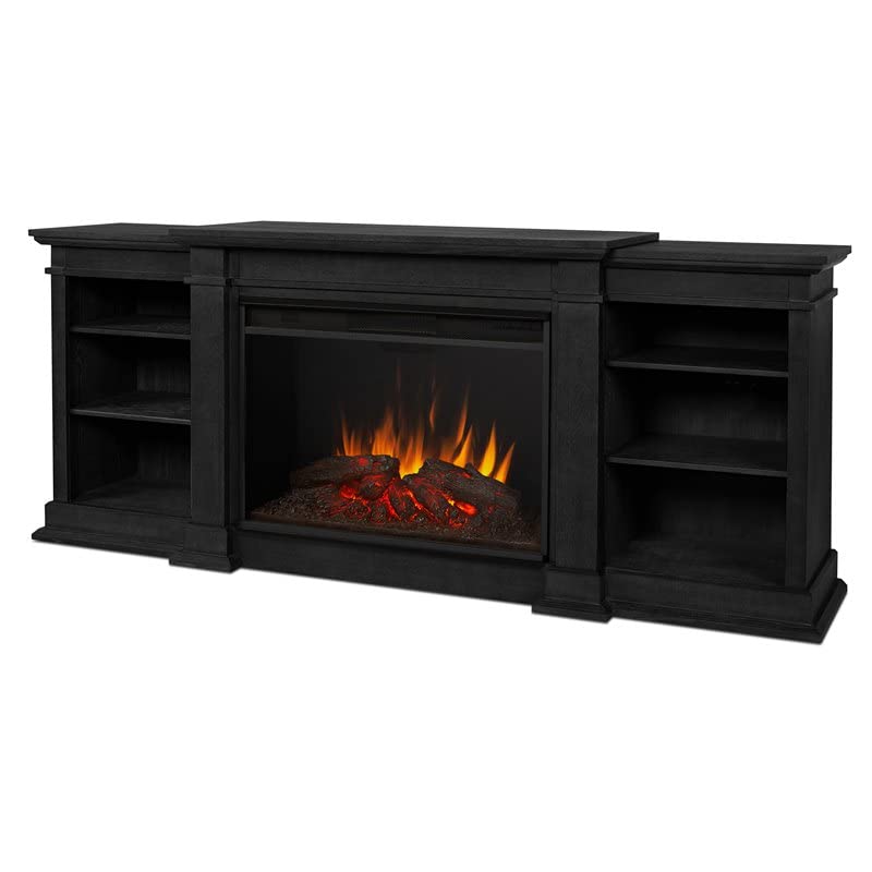 Real Flame Eliot Grand Media Electric Fireplace - Realistic Infrared Fireplace - Black Indoor Fireplace (1290E-BLK)