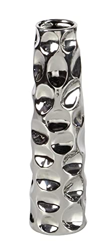 Deco 79 Ceramic Vase with Varying Patterns, Set of 3 12"H, 3"W, Silver