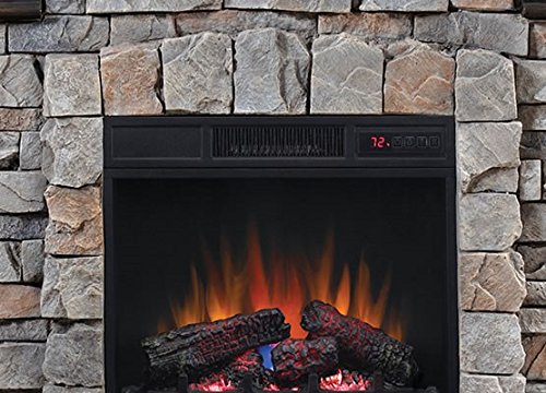 Classic Flame Pioneer Stone Electric Fireplace Mantel Package, Brushed Dark Pine - 18WM10400-I601