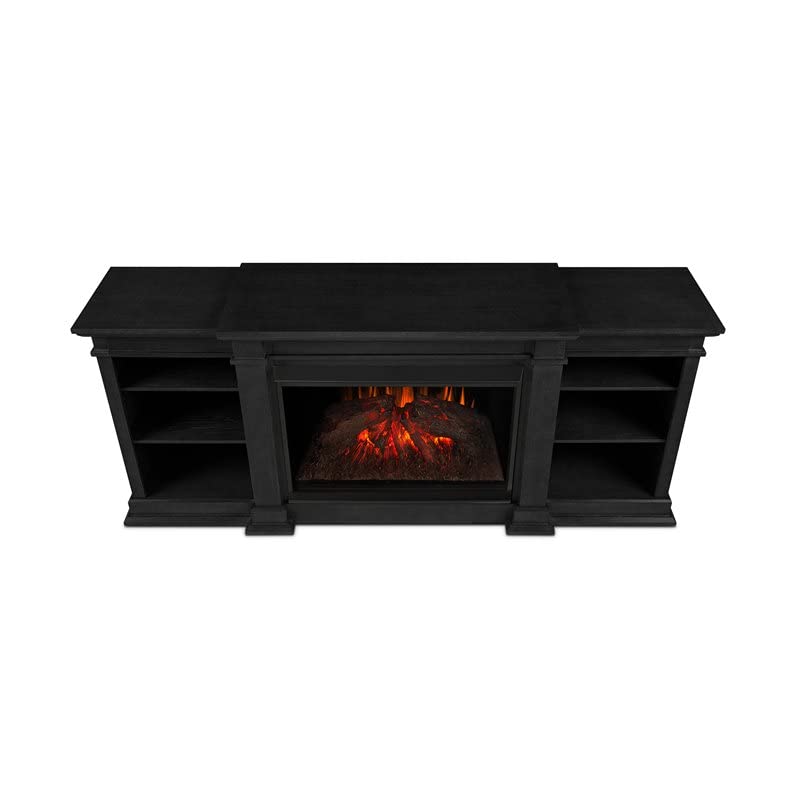 Real Flame Eliot Grand Media Electric Fireplace - Realistic Infrared Fireplace - Black Indoor Fireplace (1290E-BLK)