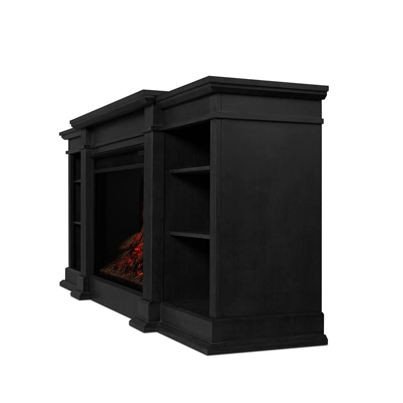 Real Flame Eliot Grand Media Electric Fireplace - Realistic Infrared Fireplace - Black Indoor Fireplace (1290E-BLK)