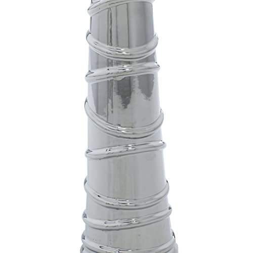 Deco 79 Ceramic Vase with Varying Patterns, Set of 3 12"H, 3"W, Silver