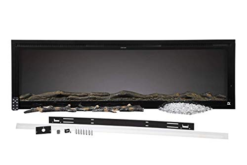 Touchstone Sideline Elite Smart 50” WiFi-Enabled Electric Fireplace - in-Wall Recessed - 60 Color Combinations - 1500/750 Watt Heater (68-88°F Thermostat) - Black - Log, Crystals & Driftwood - 80036