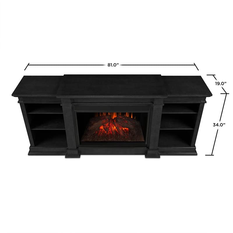 Real Flame Eliot Grand Media Electric Fireplace - Realistic Infrared Fireplace - Black Indoor Fireplace (1290E-BLK)