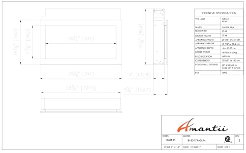 Amantii BI-30 Extraslim Indoor or Outdoor Electric Fireplace