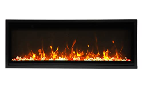45" Extra Slim Indoor Only Electric Fireplace with Black Steel Surround