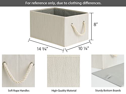 StorageWorks Large Foldable Storage Baskets for Organizing, Shelves, Fabric Bins with Handles, Beige, White & Ivory, 3-Pack