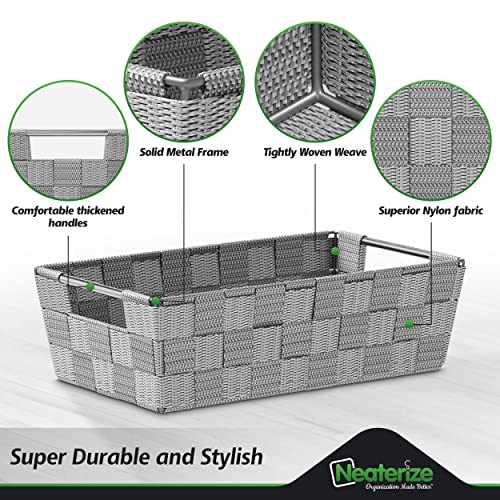 Basket For Closet Organization And Storage (Set of 9) - Prefect Storage Baskets For Bathroom, Laundry, Baby Nursery Clothes, Linen Closet, Kitchen Pantry Or Use As Baskets For Organizing (Dark Grey)