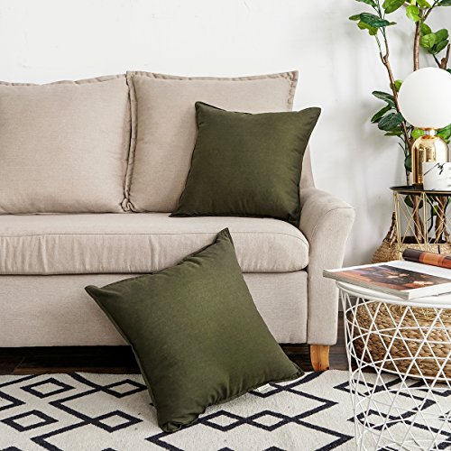 Set of 2 Olive Green Throw Pillow Cases