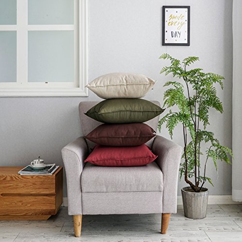 Set of 2 Olive Green Throw Pillow Cases