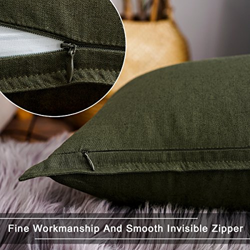 Set of 2 Olive Green Throw Pillow Cases