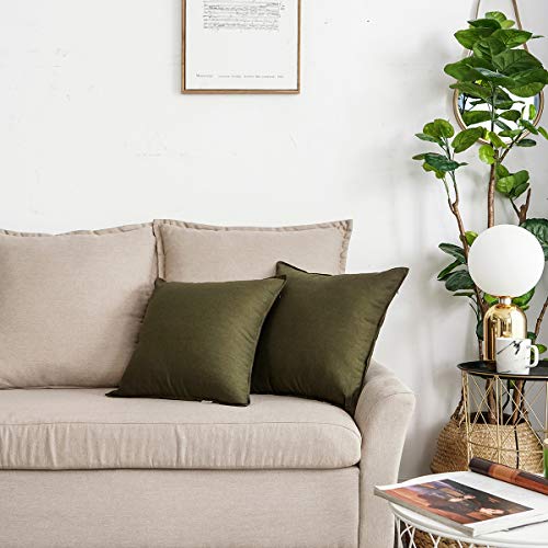 Set of 2 Olive Green Throw Pillow Cases