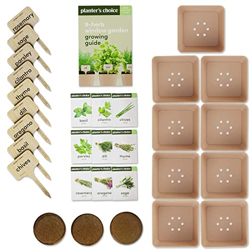 Window Herb Garden - Indoor 9 Herb Starter Kit - Unique Gardening Gifts for Women & Men, Mom, Her - Kitchen Windowsill Growing Kit - Grow 9 Plants - Best Unusual Birthday Gift for Cooking