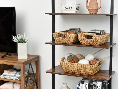 StorageWorks Hand-Woven Large Storage Baskets with Wooden Handles, Water Hyacinth Wicker Baskets for Organizing, 2-Pack