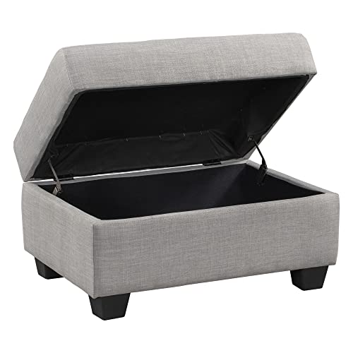 UBGO Convertible Sectional Couch 3-Piece Modular, L-Shaped Sofa Left-Facing Chaise Longue with Free Storage Footstool and 2 Pillows, Furniture Set for Living Room Apartment Office, Grey, h