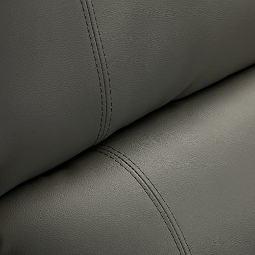 UBGO sectional Sofa,Modern Faux Leather Manual Reclining with Center Console,Living Room Furniture Set,PU Symmetrical Couch with 2 Cup Holders and Storage,Grey