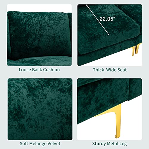 KIVENJAJA U-Shaped Sectional Sofa Couch, Modern Convertible L-Shaped Velvet Couch Set with Reversible Chaise Lounge, Ottoman and Pillows for Living Room, 114 inches (Emerald Green)