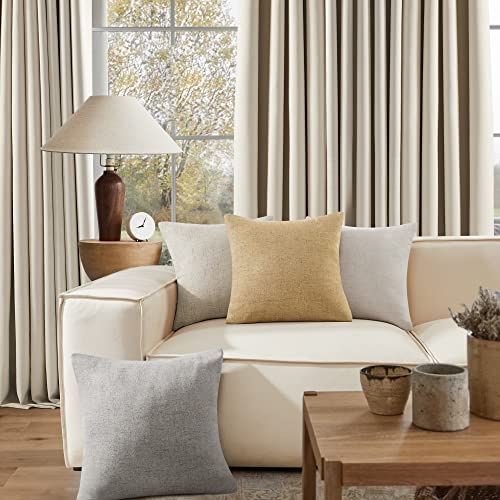 Deconovo Pillow Covers 20x20, Decorative Outdoor Pillow Covers, Linen Throw Pillowcases for Bed Pillow(20 x 20 Inch, Cream, Set of 4, No Pillow Insert)