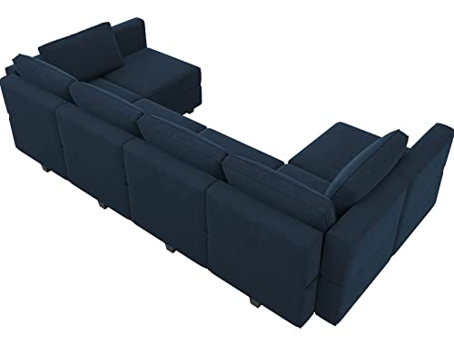 Belffin Modular Sectional Sofa U Shaped Couch with Storage Seat Reversible Sectional Sofa Couch with Chaise Velvet Blue