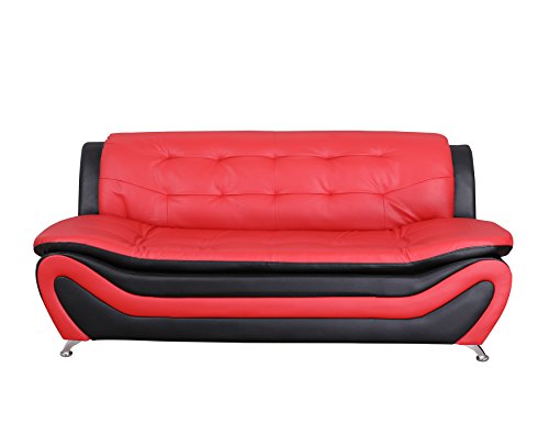 Beverly Fine Furniture Aldo ((3 Piece) Modern Sofa Set, Black/Red
