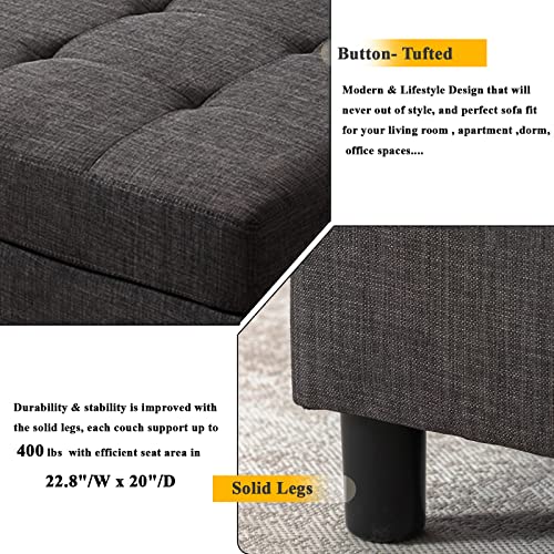 asunflower Sectional Sofa Ottoman Set 6 Seats Modular Couch Living Room Sectional Couches Corner Furniture Sets Reversible L Shape Fabric Couches Dark Grey