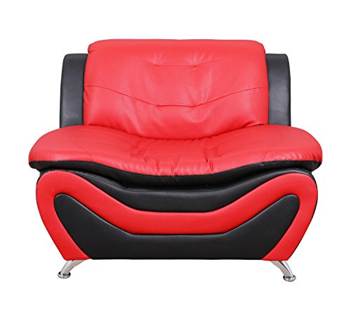 Beverly Fine Furniture Aldo ((3 Piece) Modern Sofa Set, Black/Red