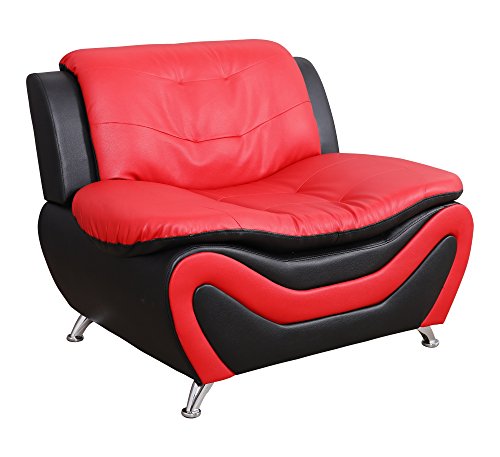 Beverly Fine Furniture Aldo ((3 Piece) Modern Sofa Set, Black/Red