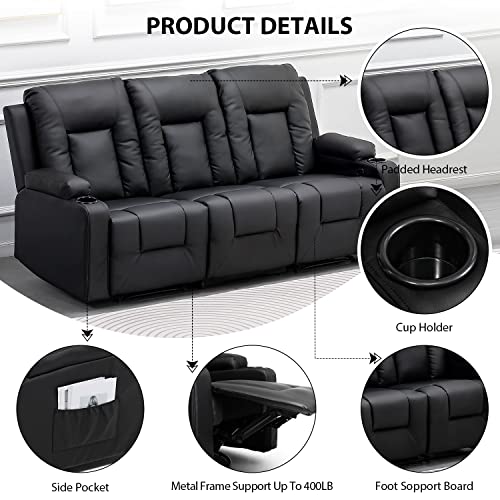 3-Piece Bonded Leather Recliner Chair Set