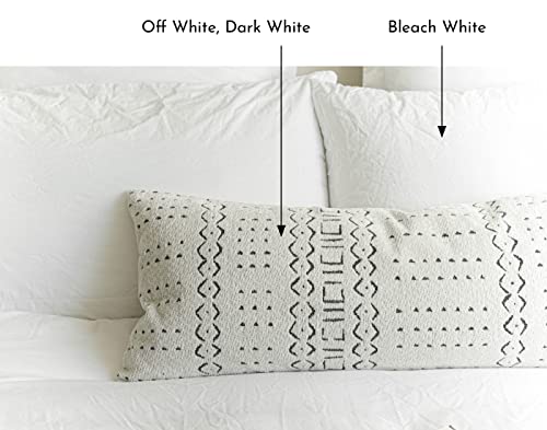 BlissBlush Off White Black Boho Long Lumbar Pillow Cover 14x36, Soft Chenille Pattern Decorative Throw Lumbar Pillow Cover 14X36 INCH, Bohemian Textured Bed Lumbar Pillow, Cover ONLY